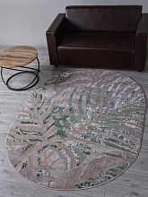 Ковер в гостиную зеленый LIMAN F479 GRAY-GREEN Овал